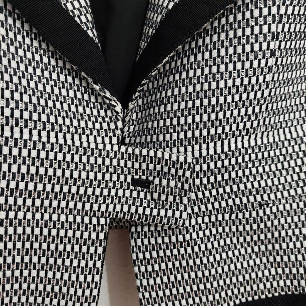 Doncaster Collection Notch Blazer Coat Size 6 White Silver Black Trim‎ Button Up - Picture 5 of 10